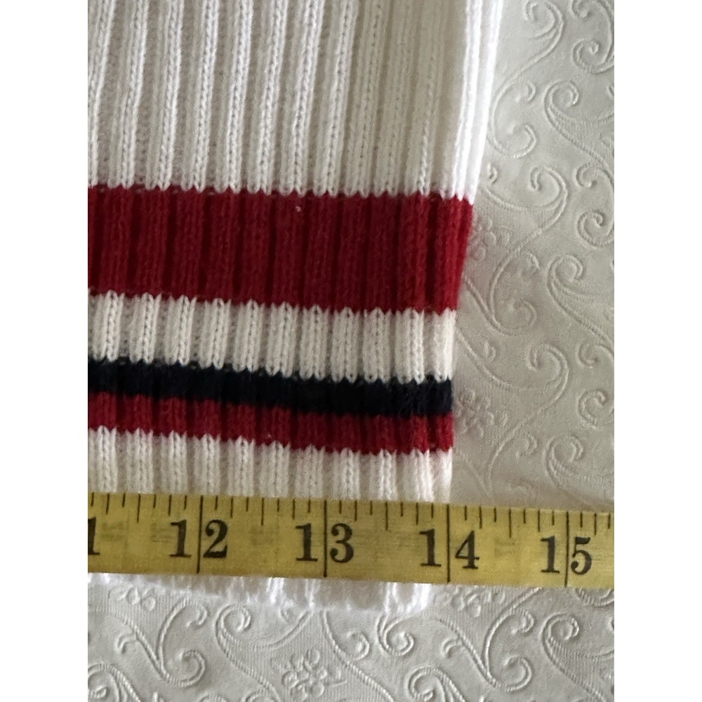 Vintage PUERTO RICO Spellout Sweater White Red Y2K Women's Large by Rave - Picture 15 of 16